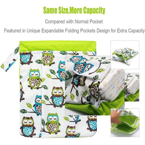 Bontime Wet Bag Diapers Laundry Swim Suit Pouch Stroller Double Zip Expandable - Picture 6 of 11
